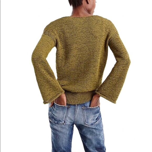 J Crew Flared Sleeve Swing Sweater In Army Green - Picture 3 of 8